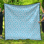Blue Animal Paw Pattern Print Quilt