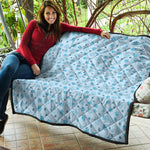 Blue Animal Paw Pattern Print Quilt