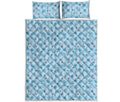 Blue Animal Paw Pattern Print Quilt Bed Set