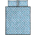 Blue Animal Paw Pattern Print Quilt Bed Set
