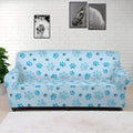 Blue Animal Paw Pattern Print Sofa Cover