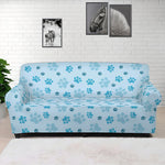 Blue Animal Paw Pattern Print Sofa Cover