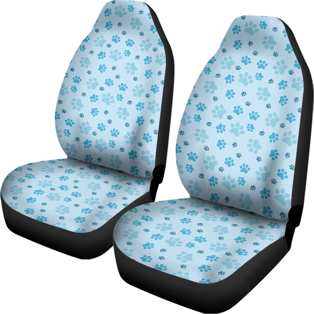 Blue Animal Paw Pattern Print Universal Fit Car Seat Covers