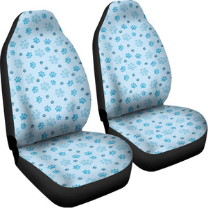 Blue Animal Paw Pattern Print Universal Fit Car Seat Covers