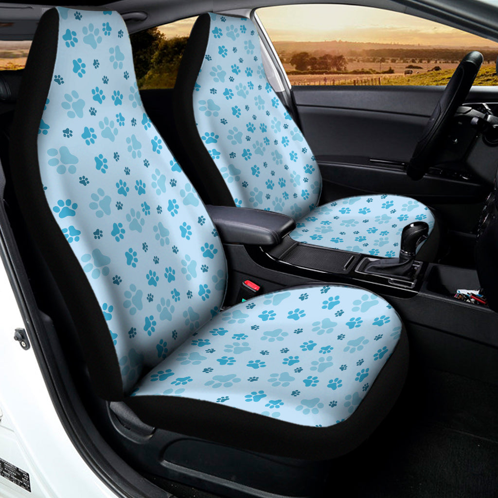 Blue Animal Paw Pattern Print Universal Fit Car Seat Covers