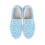 Blue Animal Paw Pattern Print White Slip On Shoes