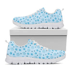 Blue Animal Paw Pattern Print White Sneakers