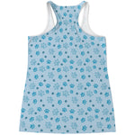 Blue Animal Paw Pattern Print Women's Racerback Tank Top