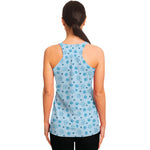 Blue Animal Paw Pattern Print Women's Racerback Tank Top