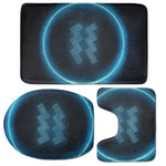 Blue Aquarius Zodiac Sign Print 3 Piece Bath Mat Set