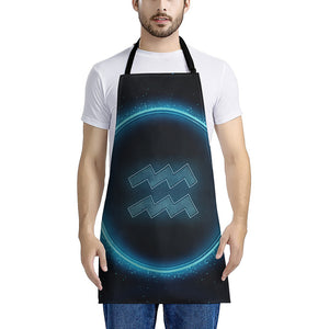 Blue Aquarius Zodiac Sign Print Apron