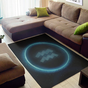 Blue Aquarius Zodiac Sign Print Area Rug