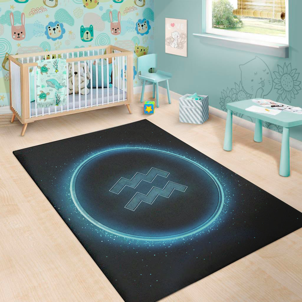 Blue Aquarius Zodiac Sign Print Area Rug