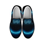 Blue Aquarius Zodiac Sign Print Black Slip On Shoes