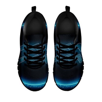 Blue Aquarius Zodiac Sign Print Black Sneakers