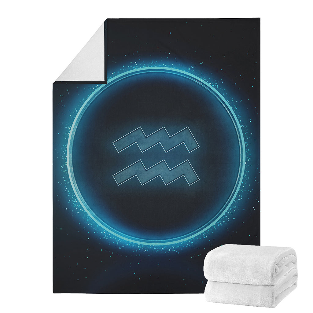 Blue Aquarius Zodiac Sign Print Blanket