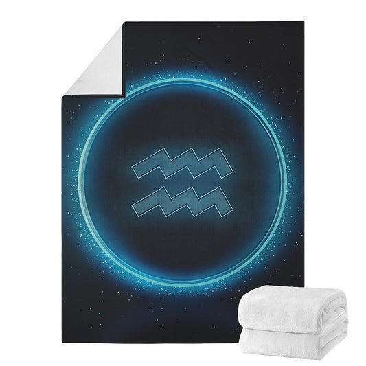 Blue Aquarius Zodiac Sign Print Blanket