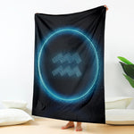 Blue Aquarius Zodiac Sign Print Blanket