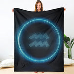 Blue Aquarius Zodiac Sign Print Blanket