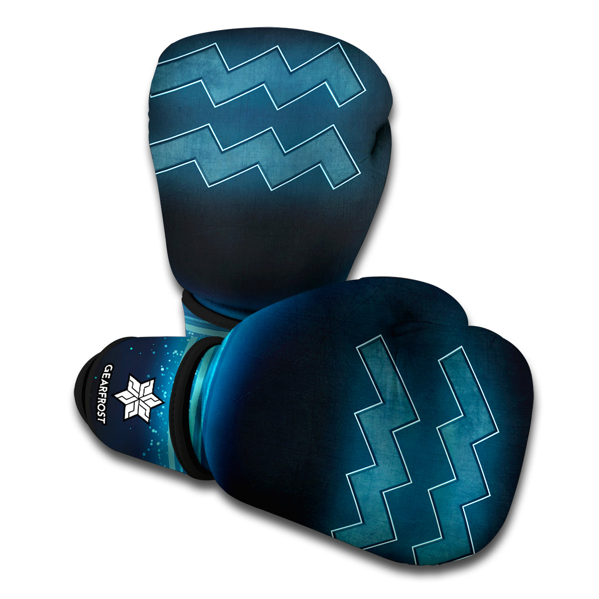 Blue Aquarius Zodiac Sign Print Boxing Gloves