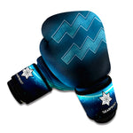 Blue Aquarius Zodiac Sign Print Boxing Gloves