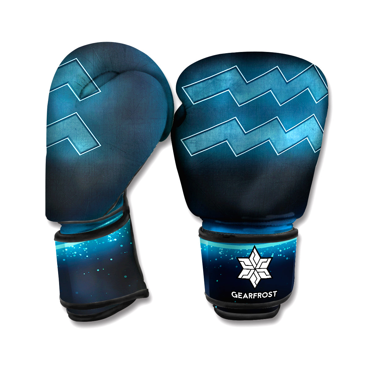 Blue Aquarius Zodiac Sign Print Boxing Gloves