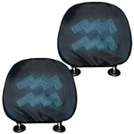 Blue Aquarius Zodiac Sign Print Car Headrest Covers