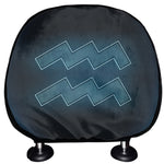 Blue Aquarius Zodiac Sign Print Car Headrest Covers