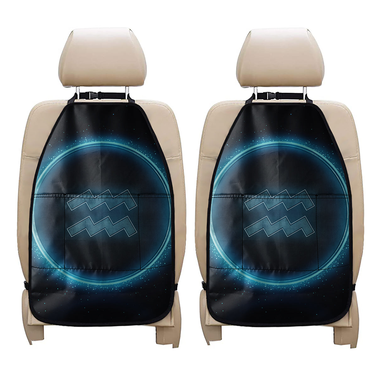 Blue Aquarius Zodiac Sign Print Car Seat Organizers
