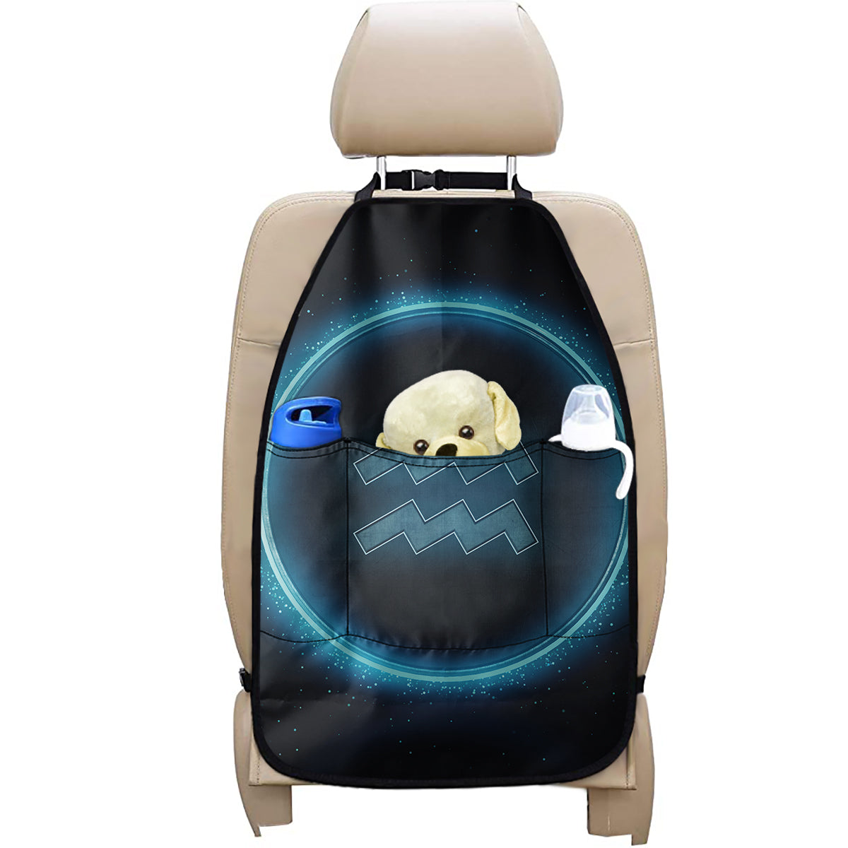 Blue Aquarius Zodiac Sign Print Car Seat Organizers