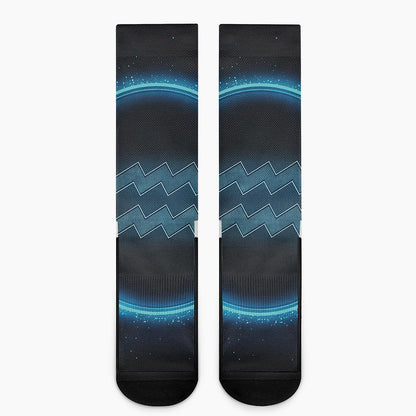 Blue Aquarius Zodiac Sign Print Crew Socks