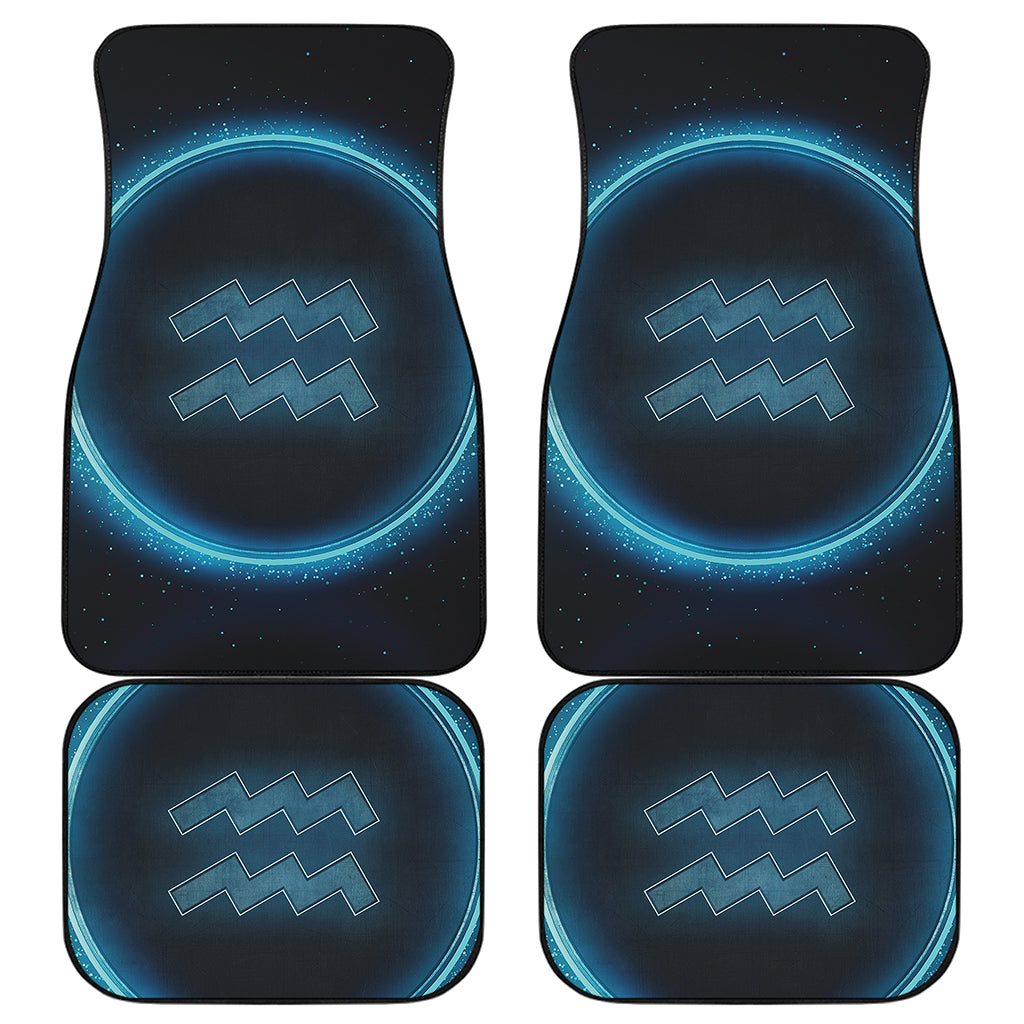 Blue Aquarius Zodiac Sign Print Front and Back Car Floor Mats