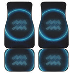 Blue Aquarius Zodiac Sign Print Front and Back Car Floor Mats