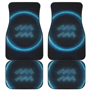 Blue Aquarius Zodiac Sign Print Front and Back Car Floor Mats