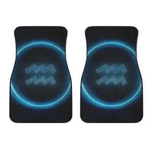 Blue Aquarius Zodiac Sign Print Front Car Floor Mats