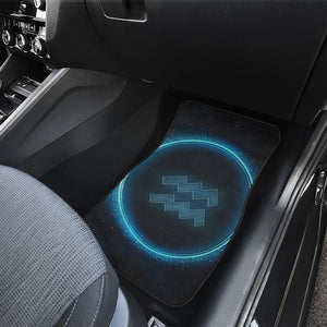 Blue Aquarius Zodiac Sign Print Front Car Floor Mats