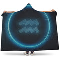Blue Aquarius Zodiac Sign Print Hooded Blanket