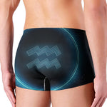 Blue Aquarius Zodiac Sign Print Men's Boxer Briefs