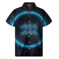Blue Aquarius Zodiac Sign Print Men's Short Sleeve Shirt