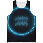 Blue Aquarius Zodiac Sign Print Men's Tank Top
