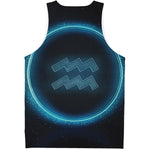 Blue Aquarius Zodiac Sign Print Men's Tank Top