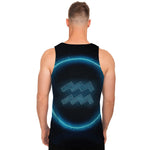 Blue Aquarius Zodiac Sign Print Men's Tank Top