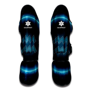 Blue Aquarius Zodiac Sign Print Muay Thai Shin Guard