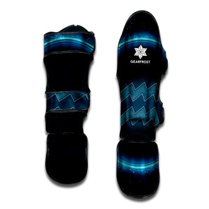 Blue Aquarius Zodiac Sign Print Muay Thai Shin Guard