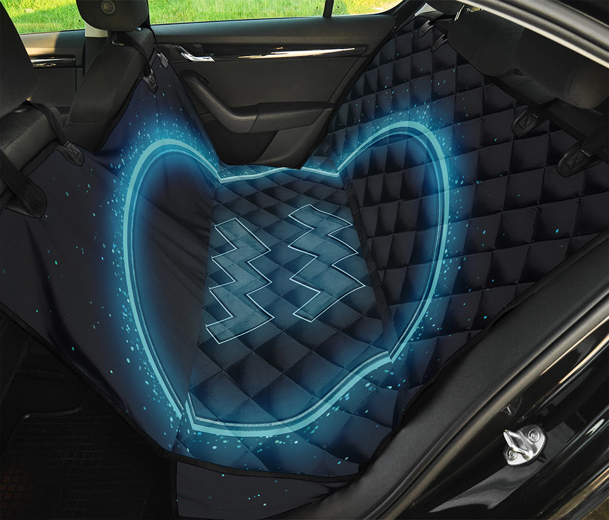 Blue Aquarius Zodiac Sign Print Pet Car Back Seat Cover