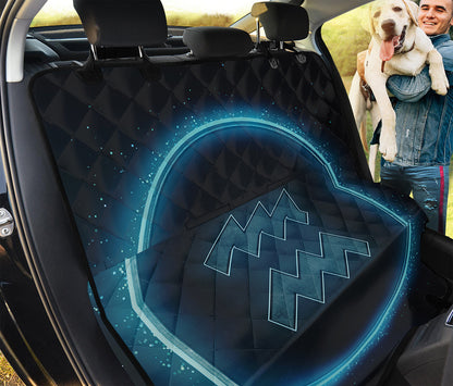 Blue Aquarius Zodiac Sign Print Pet Car Back Seat Cover