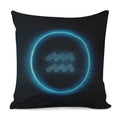 Blue Aquarius Zodiac Sign Print Pillow Cover
