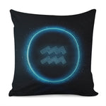 Blue Aquarius Zodiac Sign Print Pillow Cover