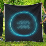 Blue Aquarius Zodiac Sign Print Quilt