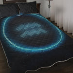 Blue Aquarius Zodiac Sign Print Quilt Bed Set